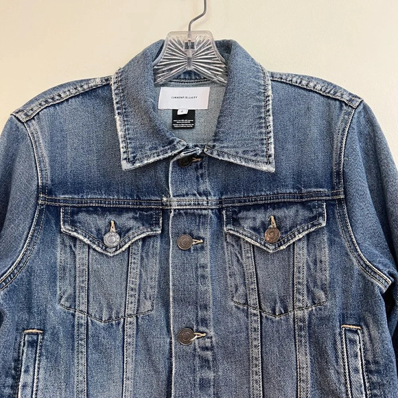 Current Elliot The Baby Trucker Blue Designer Classic Casual Denim Jean Jacket M - Picture 8 of 11